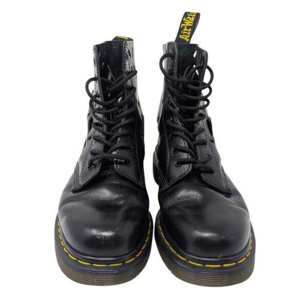 Dr. Martens Aston Black Laser Cut Leather Limited Edition Combat Boots 7 - Picture 2 of 8
